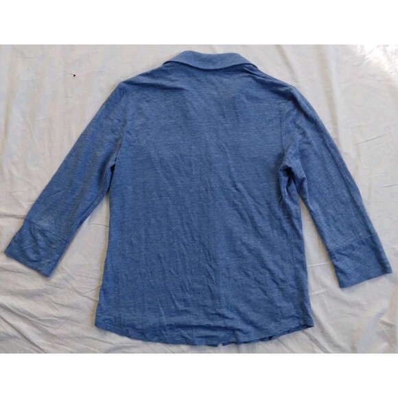 J.McLaughlin Brynn 3/4 Sleeve Shirt Henley Blue Linen Blend Women's Size Small - Picture 8 of 12
